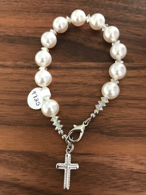 White 10mm Pearl Decade Rosary Bracelet