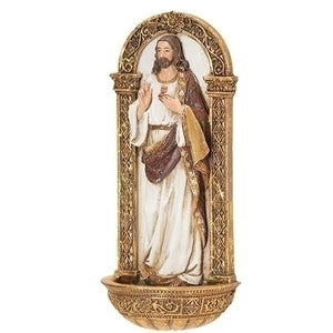7.25" Sacred Heart of Jesus Holy Water Font
