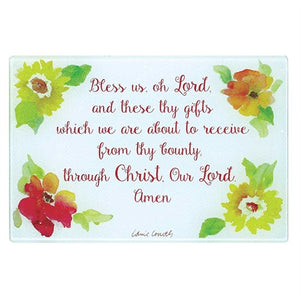Bless Us Oh Lord - Glass Cutting Board