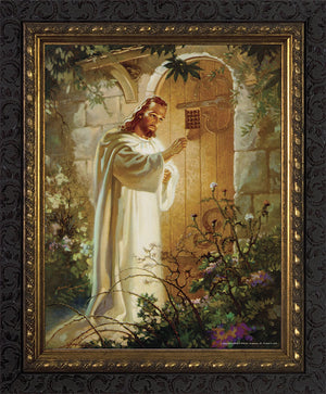 8x10 Christ at Heart's Door - Dark Ornate Framed Art