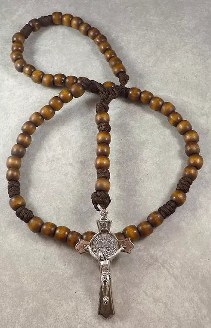 Carpenter I Rosary (Black Cord & Light Wood)