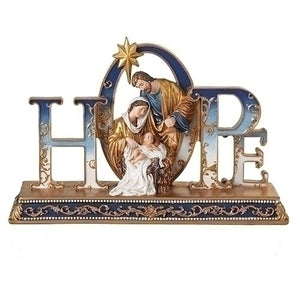 6.25"H HOPE HOLY FAMILY BLUE & GOLD SCENE
