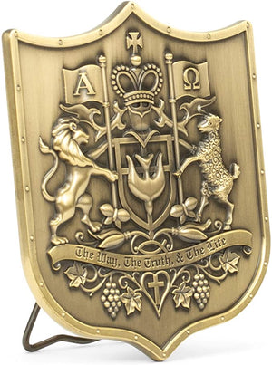 Christian Coat of Arms Embossed 4x4 Easel Back Table Top Plaque