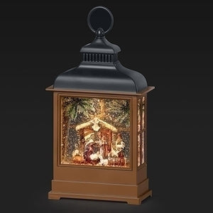 12.25"H Lighted Swirl Nativity Lantern