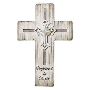 8.5"H Distressed Baptism Wall Cross