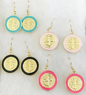 Blessed Earrings (White or Black) St Benedict