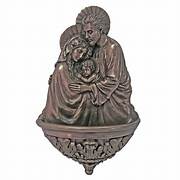 holy family font in fully hand-painted color, stands/hangs