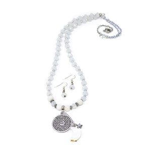 Our Father Necklace & Earrings (black or white)