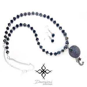 Our Father Necklace & Earrings (black or white)