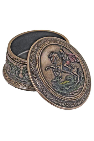 St George Oval Box, cold-cast bronze