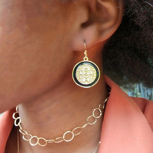 Blessed Earrings (White or Black) St Benedict