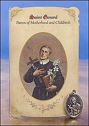 St Gerard Childbirth Medal Holy Card