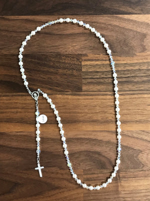 White 6mm Pearl Rosary
