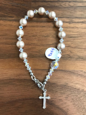 Almond 8mm Pearl Decade Rosary Bracelet