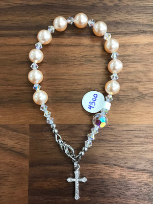 Peach 8mm Pearl Decade Rosary Bracelet