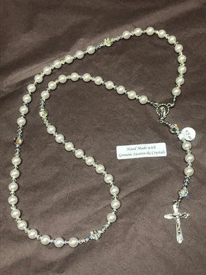 White 8mm Pearl Rosary