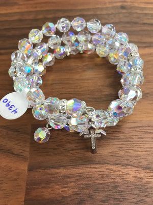 Clear 8mm Faceted Crystal Full Rosary Bracelet