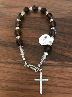 Mocca 8mm Crystal Decade Rosary Bracelet