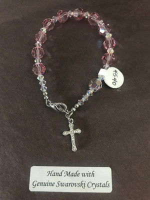 Pink 8mm Crystal Decade Rosary Bracelet