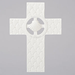 7.5" White Baptism Wall Cross