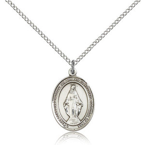 SS Miraculous Oval Medal w/SS 18" Lt Curb Chain