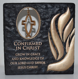 Cross/Fish Confirmation Plaque in Black and Gold