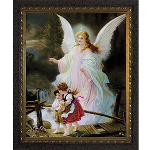 Guardian Angel Dark Ornate Frame 8x10