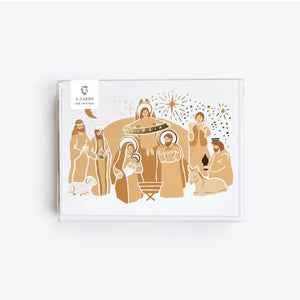 Gold Nativity Christmas Card - Box of 6