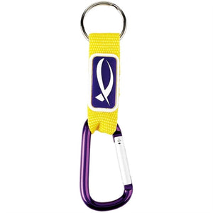 Key Chain - Fish Symbol - Yellow/Purple