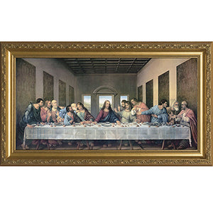 Last Supper Gold Frame 8x16