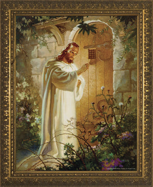 5x7 Christ at Heart's Door - Gold Framed Art