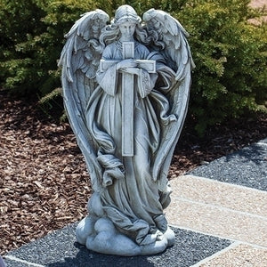 Garden Statue - 25.5" H Angel w/Cross