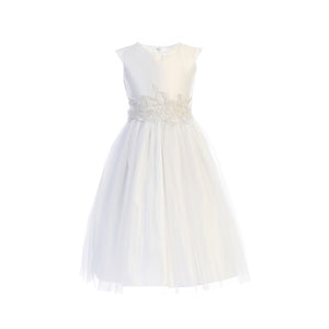 Satin & Tulle Pearl Lace White