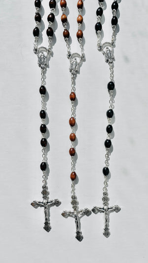 Wooden Bead Chain Linked Rosary