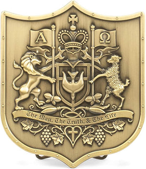 Christian Coat of Arms Embossed 4x4 Easel Back Table Top Plaque