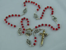 The Warrior's Rosary with Male Saints - Bohemian Red