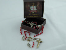 The Warrior's Rosary with Male Saints - Bohemian Red