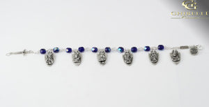 7mm Blue Warrior's Rosary™ Decade Bracelet for Women