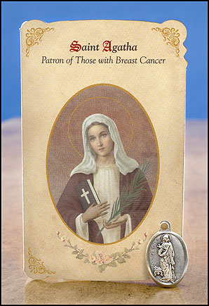 St Agatha Breast Cancer Healing Holy Card
