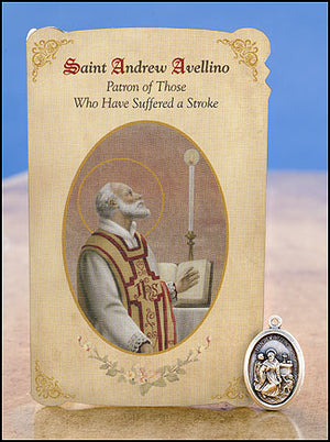 St Andrew Avellino Stroke Healing Holy Card