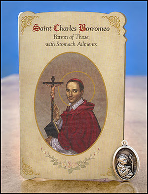 St Charles Borromeo Stomach Ailments Healing Holy Card